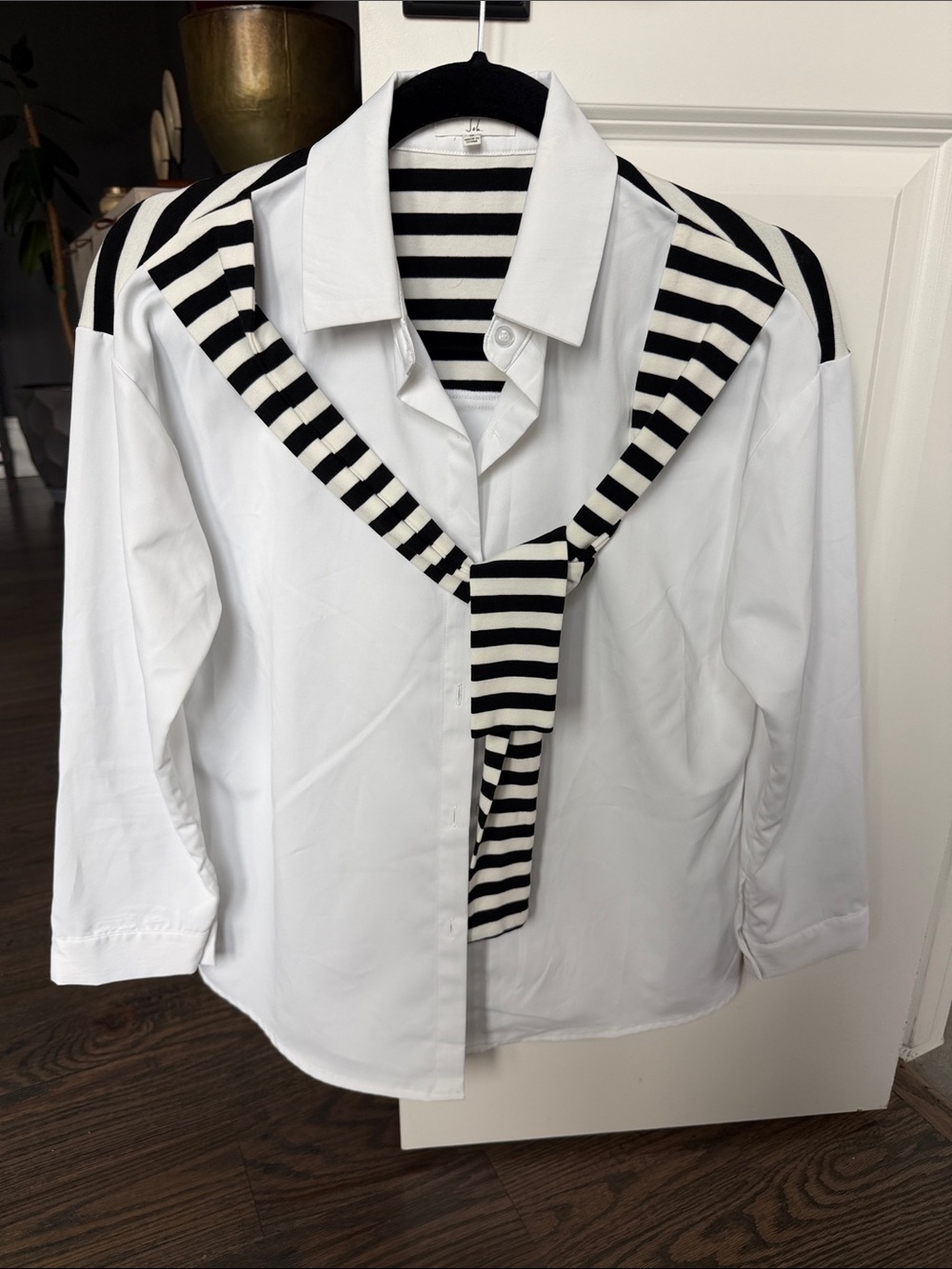 Willette Top with Stripe Front Ties by Joh Apparel